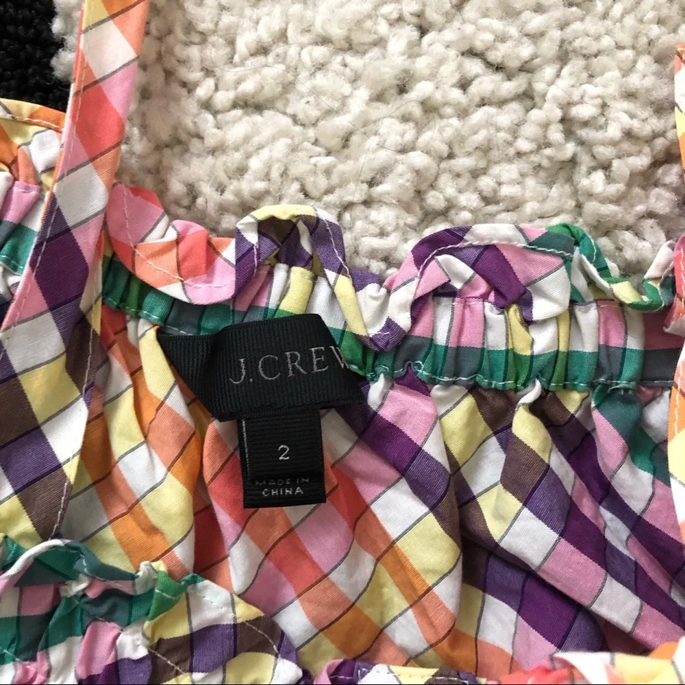 JCREW Multicolor Plaid Gingham Sleeveless Button Top